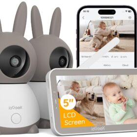 ieGeek Babyphone 2K mit 5″ Bildschirm + 2 Kameras PTZ 360°